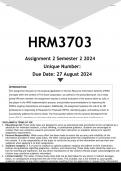 HRM3703 Assignment 2 (ANSWERS) Semester 2 2024 - DISTINCTION GUARANTEED.