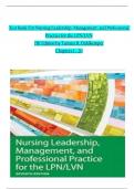 TEST BANK For Nursing Leadership, Management, and Professional Practice for the LPN/LVN, 7th Edition by Tamara R. Dahlkemper, Verified Chapters 1 - 20, Complete Newest Version