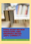 FOHS EXAM REVIEW QUESTIONS AND ANSWERS RATED 100% CORRECT!!