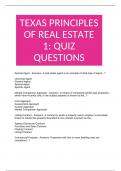 TEXAS PRINCIPLES OF REAL ESTATE 1: QUIZ QUESTIONS