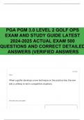 PGA PGM 3.0 LEVEL 2 GOLF OPS EXAM AND STUDY GUIDE LATEST 2024-2025 ACTUAL EXAM 500 QUESTIONS AND CORRECT DETAILED ANSWERS (VERIFIED ANSWERS