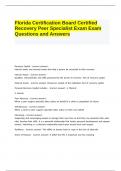 Florida Certification Board Certified Recovery Peer Specialist Exam Exam Questions and Answers