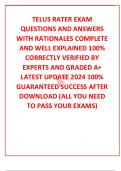 TELUS RATER EXAM QUESTIONS AND ANSWERS  WITH RATIONALES COMPLETE AND WELL EXPLAINED 100% CORRECTLY VERIFIED BY EXPERTS AND GRADED A+ LATEST UPDATE 2024 100% GUARANTEED SUCCESS AFTER DOWNLOAD (ALL YOU NEED TO PASS YOUR EXAMS)