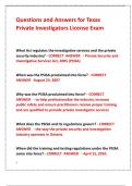 Questions and Answers for Texas  Private Investigators License Exam