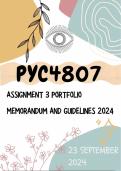 PYC4807 Assignment 3 Portfolio Guidelines and Memorandum Due 23 September 2024