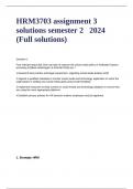 HRM3703 assignment 3 solutions semester 2 2024 (Full solutions)