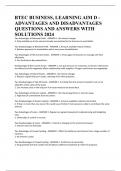 BTEC BUSINESS, LEARNING AIM D - ADVANTAGES AND DISADVANTAGES QUESTIONS AND ANSWERS WITH SOLUTIONS 2024