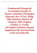 Solutions Manual for Fundamental Managerial Accounting Concepts 9th Edition By Edmonds Tsay Philip Olds (All Chapters, 100% Original Verified, A+ Grade)