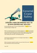 CATEGORY 3 NON-CAB OPERATED TEST/ 70+ QS WITH CERTIFIED ANS/ 2024-2025 All of the following require a license to operate EXCEPT a: - Answer: Non-cab operated category 3-bridge crane  What is two-blocking and why is two-blocking dangerous? - Answer: Two-bl