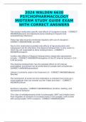 2024 WALDEN 6630 PSYCHOPHARMACOLOGY MIDTERM STUDY GUIDE EXAM WITH CORRECT ANSWERS