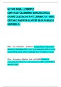 NC 302 P0ST- LICENSING CONTRACTS&CLOSING EXAM (ACTUAL EXAM) QUESTIONS AND CORRECTLY  WELL DEFINED ANSWERS LATEST 2024 ALREADY GRADED A+