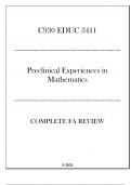 WGU C930 - EDUC 3411 Preclinical Experiences in Mathematics - Complete FA Review 2024