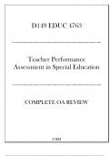 WGU D149 - EDUC 4763 Teacher Performance Assessment in Special Education - Complete OA