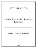 WGU D533 - EDUC 4773 Student Teaching I in Secondary Education - Complete OA Review 2024