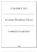 WGU C728 - EDUC 3275 Secondary Disciplinary Literacy - Complete OA Review 2024.