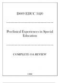 WGU DOO9 - EDUC 3420 Preclinical Experiences in Special Education - Complete OA Review 2024