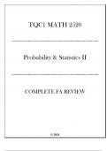 WGU TQC1 - MATH 2520 Probability & Statistics II - Complete FA Review 2024