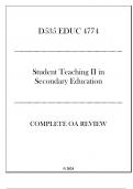 WGU D535 - EDUC 4774 Student Teaching II in Secondary Education - Complete OA Review 2024.