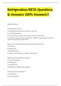 Refrigeration/RETA Questions & Answers 100% Answers!!