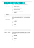 BIO 255 MIDTERM WEEK 4 | VERIFIED ANSWERS