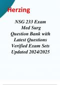 Herzing- NSG 233 Exam Med Surg Question Bank with Latest Questions Verified Exam Sets Updated 2024/2025