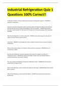 Industrial Refrigeration Quiz 1 Questions 100% Correct!!