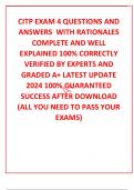 CITP EXAM 4 QUESTIONS AND ANSWERS  WITH RATIONALES COMPLETE AND WELL EXPLAINED 100% CORRECTLY VERIFIED BY EXPERTS AND GRADED A+ LATEST UPDATE 2024 100% GUARANTEED SUCCESS AFTER DOWNLOAD (ALL YOU NEED TO PASS YOUR EXAMS)