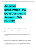 Ammonia Refrigeration Final Exam Questions & Answers 100% Correct!!