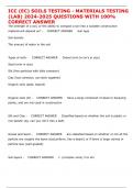 ICC (EC) SOILS TESTING - MATERIALS TESTING (LAB) 2024-2025 QUESTIONS WITH 100% CORRECT ANSWER     