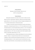 Abnormal WK10     APSY 8722  Psychotic Disorders   Department of Forensic Psychology, Walden University  APSY 8722: Abnormal Behavior   Psychotic Disorders   Brief psychotic disorder that occurs after an obvious stressor or incident, such as the death of 