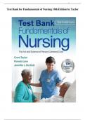 Test Bank Guide For Fundamentals Of Nursing : The Art And Science Of Person-Centered Care Tenth , North American Edition By Carol R. Taylor, Pamela B Lynn & Jennifer L Bartlett ALL Chapters With Complete Answers & Explanation In Every Question