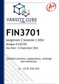 FIN3701 Assignment 2 (DETAILED ANSWERS) Semester 2 2024 - DISTINCTION GUARANTEED