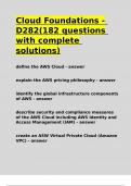 Cloud Foundations - D282(182 questions with complete solutions)