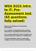 WGU D322 Intro to IT Pre-Assessment test (65 questions fully solved)