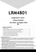 LRM4801 Assignment 6 (ANSWERS) 2024 - DISTINCTION GUARANTEED