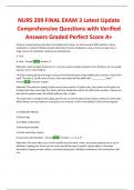 NURS 299 FINAL EXAM 3 Latest Update Comprehensive Questions with Verified Answers Graded Perfect Score A+