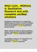 WGU C224 - MODULE 4 Qualitative Research test with complete verified solutions.