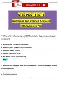 ATLS 10th Edition Post Test 1, 2, 3 & 4 Questions and Verified Answers (2024 / 2025), 100% Guarantee Pass