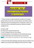 ATLS 10th Edition Post Test 3 Questions and Verified Answers (2024 / 2025) 100% Guarantee Pass