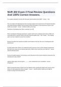  NUR 402 Exam 2 Final Review Questions And 100% Correct Answers.