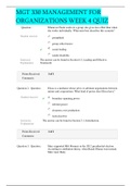 MGT 330 MANAGEMENT FOR ORGANIZATIONS WEEK 4 QUIZ