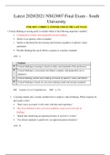 Latest 2020/2021 NSG3007 Final Exam - South University