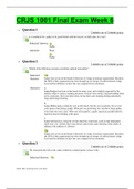 CRJS 1001 Final Exam Week 6-Complete with Correct Answers 100% Grade A+