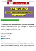 STUDY BUNDLE for ACLS Final Exam and ACLS Final Exam TEST BANK (2024 / 2025) Questions and Verified Rationalized Answers, 100% Guarantee Pass