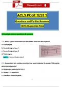 ACLS Post Test 1, 2, 3 & 4 and ACLS Final Exam with Actual Questions and Verified Answers (2024 / 2025), 100% Guarantee Pass