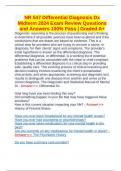 NR 547 Differential Diagnosis Dx Midterm 2024 Exam Review Questions and Answers 100% Pass | Graded A+