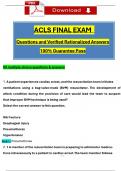 ACLS Final Exam (2024 / 2025) Questions and Verified Rationalized Answers, 100% Guarantee Pass