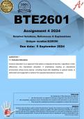 BTE2601 Assignment 4 COMPLETE ANSWERS) 2024 (620050) - DUE 5 September 2024