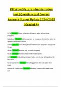 FBLA health care administration test | Questions and Correct Answers | Latest Update 2024/2025 | Graded A+