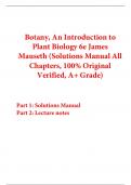 Solutions Manual For Botany, An Introduction to Plant Biology 6th Edition By James Mauseth (All Chapters, 100% Original Verified, A+ Grade) 